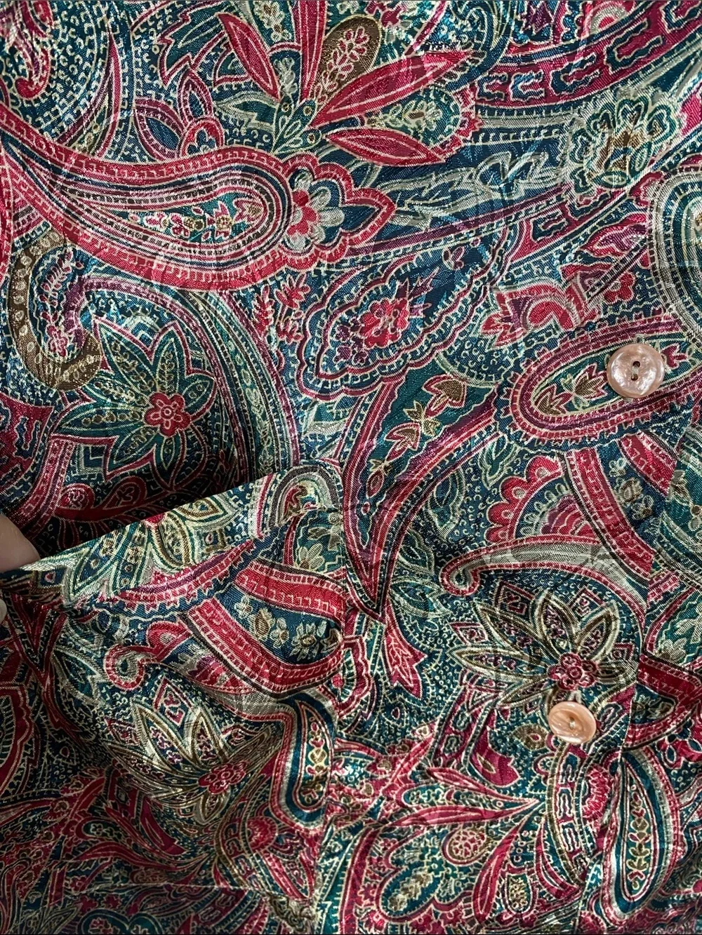 Victoria's Secret vintage 90s Paisley Button-Up Blouse in Red, Green & Gold